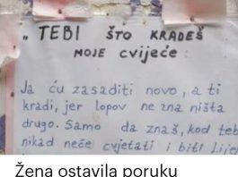 Zena ostavila poruku kradljivcu cvijeca!!