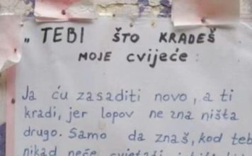 Zena ostavila poruku kradljivcu cvijeca!!