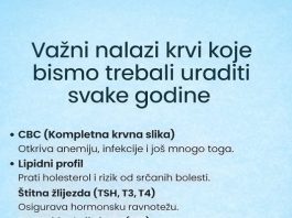 Vazni nalazi krvi koje bi trebali raditi svake godine
