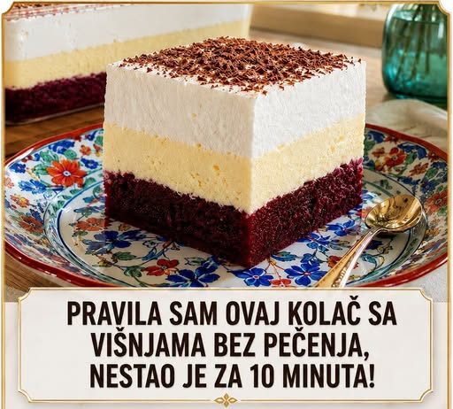 Predivan kolac sa visnjama bez pecenja