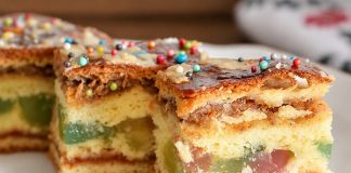Domino torta sa orasima, grožđicama i džemom od kajsija – starinski kolač bogatog ukusa