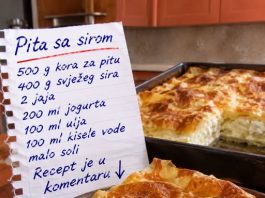 Pisanje Domaća pita sa sirom od gotovih kora – sočna iznutra, hrskava spolja i jednostavna za pripremu