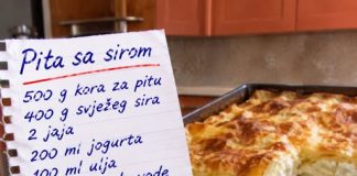 Pisanje Domaća pita sa sirom od gotovih kora – sočna iznutra, hrskava spolja i jednostavna za pripremu